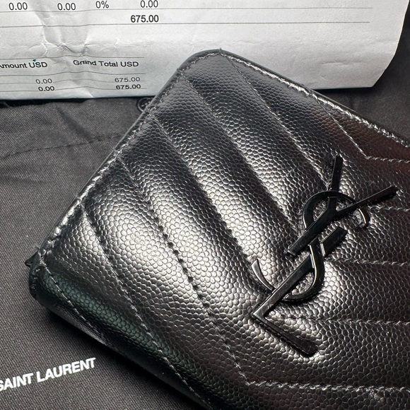 Saint Laurent Textured Black Leather Card Holder - Picture 6 of 6